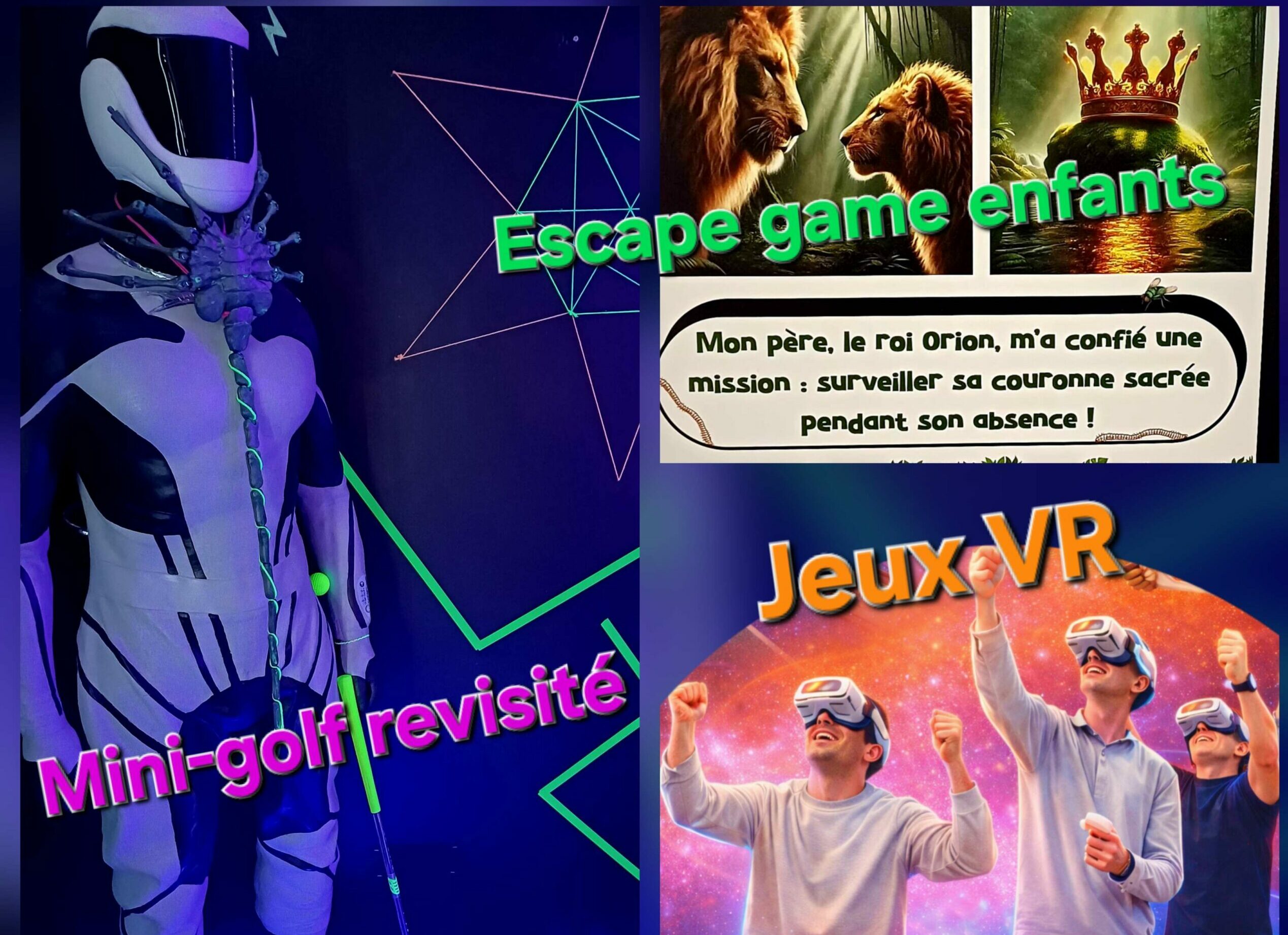 Jeux et escape game en réalité virtuelle, action mini golf original et box escape game pour les 5-8 ans